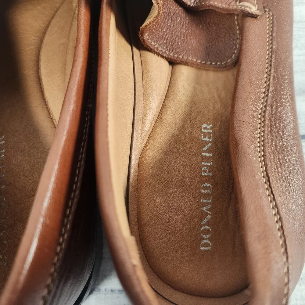Donald Pliner Miles Men's Size 11.5 M Soft Tumble Leather Loafers Brown Cognac